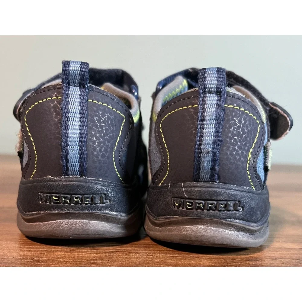 Merrell Hydro Kids Water Sandals Navy Blue Lime Green MC59375 Size 1M